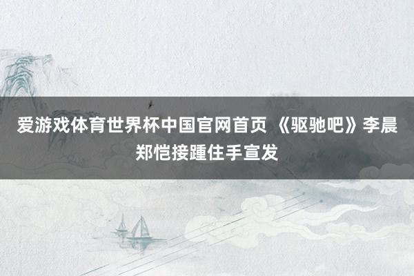 爱游戏体育世界杯中国官网首页 《驱驰吧》李晨郑恺接踵住手宣发