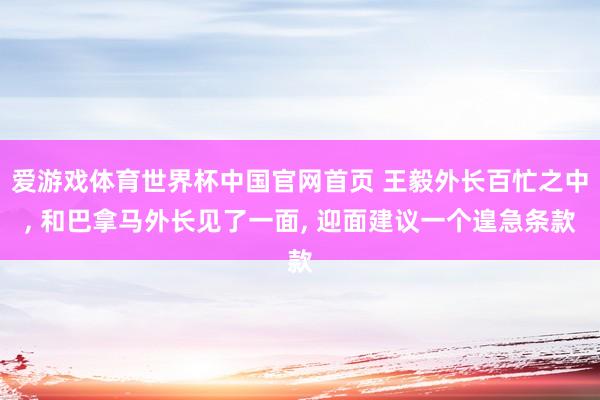 爱游戏体育世界杯中国官网首页 王毅外长百忙之中, 和巴拿马外长见了一面, 迎面建议一个遑急条款