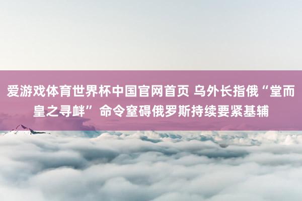爱游戏体育世界杯中国官网首页 乌外长指俄“堂而皇之寻衅” 命令窒碍俄罗斯持续要紧基辅