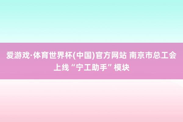 爱游戏·体育世界杯(中国)官方网站 南京市总工会上线“宁工助手”模块