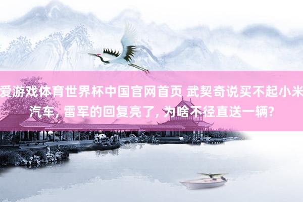 爱游戏体育世界杯中国官网首页 武契奇说买不起小米汽车, 雷军的回复亮了, 为啥不径直送一辆?