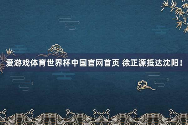爱游戏体育世界杯中国官网首页 徐正源抵达沈阳！