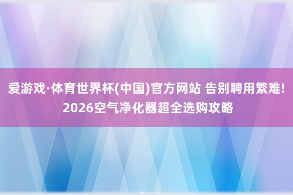 爱游戏·体育世界杯(中国)官方网站 告别聘用繁难! 2026空气净化器超全选购攻略