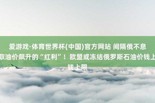 爱游戏·体育世界杯(中国)官方网站 间隔俄不息获取油价飙升的“红利”!欧盟或冻结俄罗斯石油价钱上限