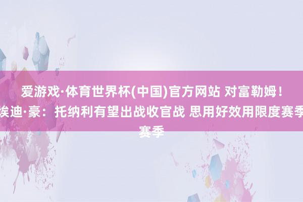 爱游戏·体育世界杯(中国)官方网站 对富勒姆!埃迪·豪:托纳利有望出战收官战 思用好效用限度赛季
