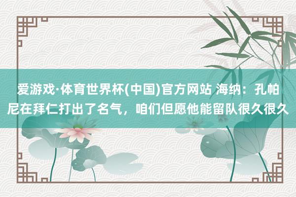 爱游戏·体育世界杯(中国)官方网站 海纳:孔帕尼在拜仁打出了名气,咱们但愿他能留队很久很久