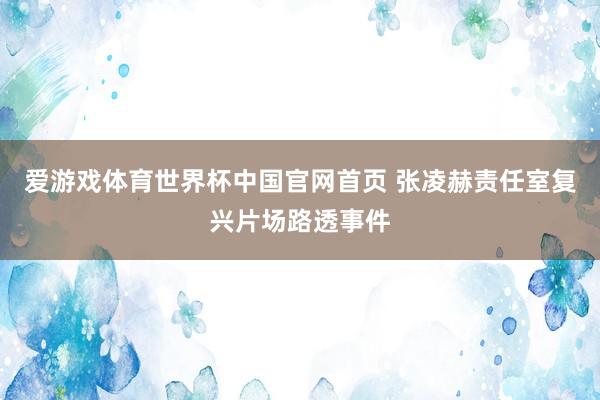 爱游戏体育世界杯中国官网首页 张凌赫责任室复兴片场路透事件