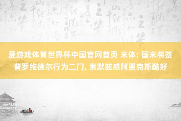 爱游戏体育世界杯中国官网首页 米体: 国米将签普罗维德尔行为二门, 索默眩惑阿贾克斯酷好