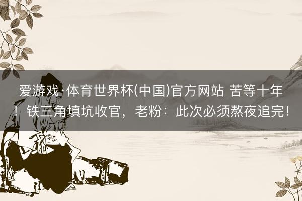 爱游戏·体育世界杯(中国)官方网站 苦等十年!铁三角填坑收官,老粉:此次必须熬夜追完!