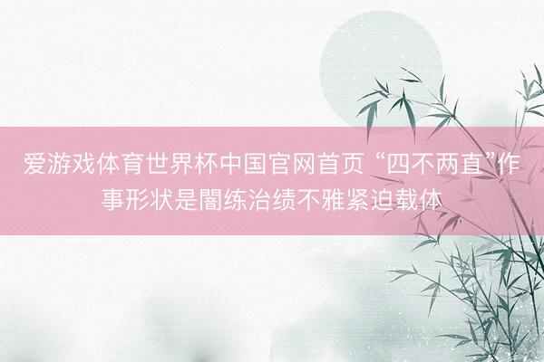 爱游戏体育世界杯中国官网首页 “四不两直”作事形状是闇练治绩不雅紧迫载体